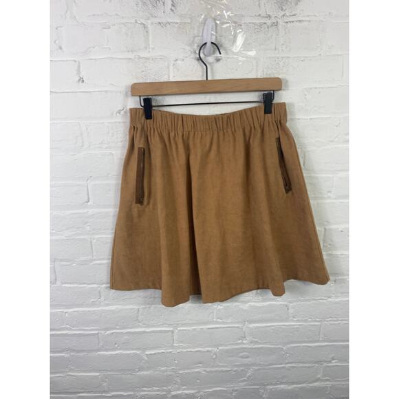 Harlowe & Graham Women's Mini Skirt Casual Fit Pull-On Tan Size Medium - Picture 1 of 9